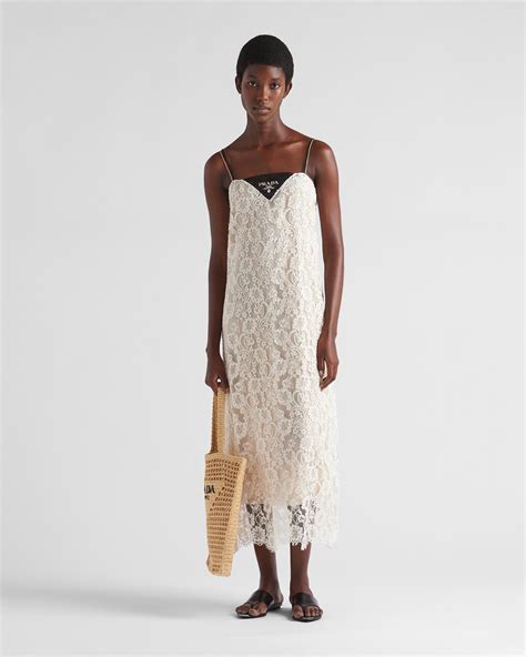 prada midi dresses|Natural Embroidered Lace Midi.